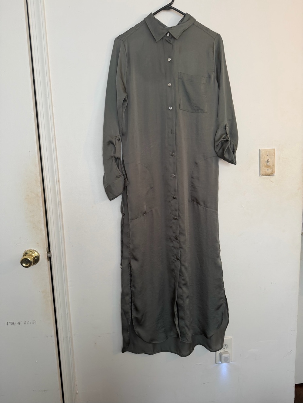 DKNY Olive Maxi Button-Down Shirt Dress